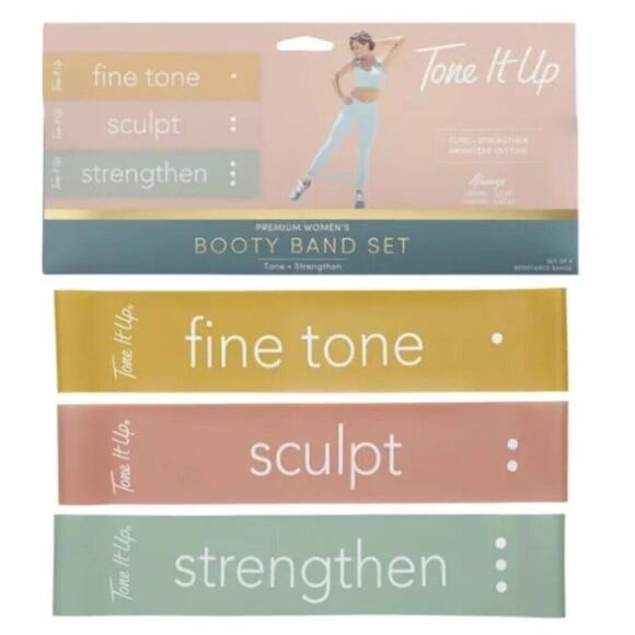 Tone It Up Premium Women's Squat Bands 2pk And Booty Band Set Workout Bands NEW - Picture 2 of 4